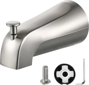 1 Pack Slip on Tub Spout with Diverter, Compatible with American Standard 8888026.002 Tub Spout, Bathroom Bathtub Faucet, Fits 1/2" Copper Water Tube(5/8" Dia), 5/32" Hex Wrench (Brushed Nickel)