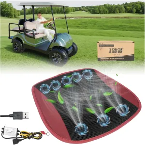 10L0L Golf Cart Cooling Seat Cushion with 8 Fans - Universal for Yamaha EZGO Club Car, 3-Speed Ventilated Seat Pad, USB-Powered with Ice Silk Fabric & Turbo Airflow Design