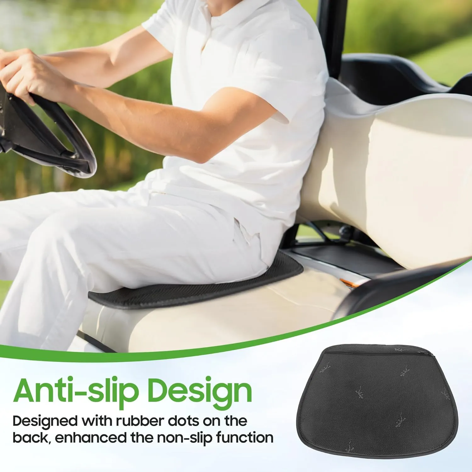 10L0L Golf Cart Cooling Seat Cushion with 8 Fans - Universal for Yamaha EZGO Club Car, 3-Speed Ventilated Seat Pad, USB-Powered with Ice Silk Fabric & Turbo Airflow Design