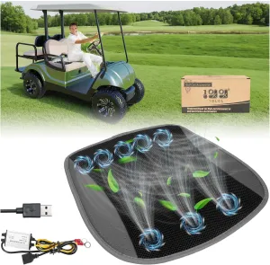 10L0L Golf Cart Cooling Seat Cushion with 8 Fans - Universal for Yamaha EZGO Club Car, 3-Speed Ventilated Seat Pad, USB-Powered with Ice Silk Fabric & Turbo Airflow Design