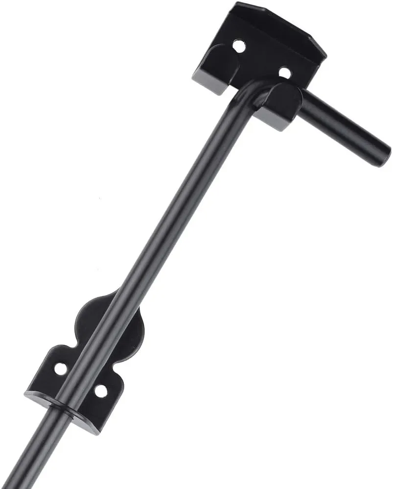 18" Cane Bolt Drop Rod Heavy Duty Gate Hardware Black Solid Steel Gate Ground Latch for Wood PVC Vinyl Metal Gates Fences Doors, Holding Gate to The Ground (2 Pack）
