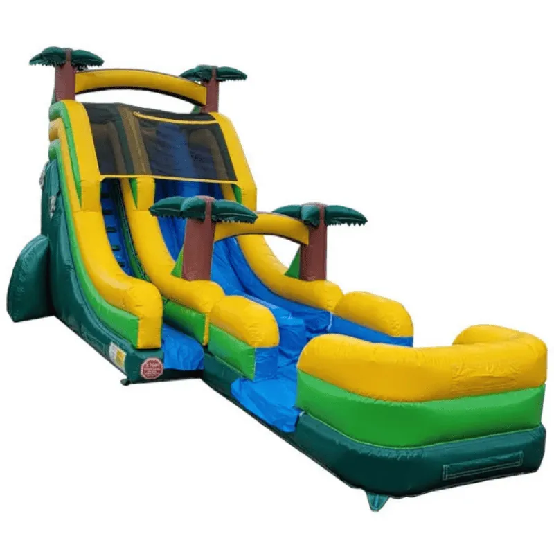 19'H 2-Lane Palm Tree Screamer Water Slide w/ Slip n Splash