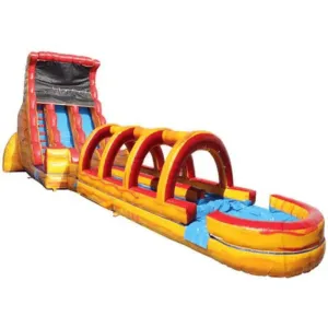 19'H 2-Lane Volcano Screamer Water Slide w/ Slip n Splash