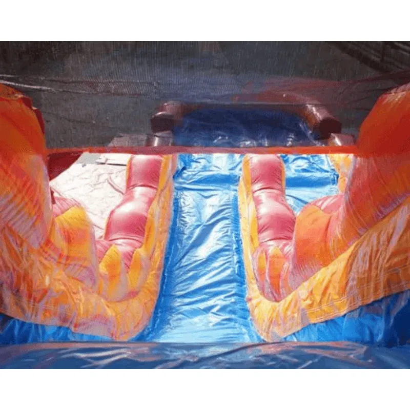19'H 2-Lane Volcano Screamer Water Slide w/ Slip n Splash