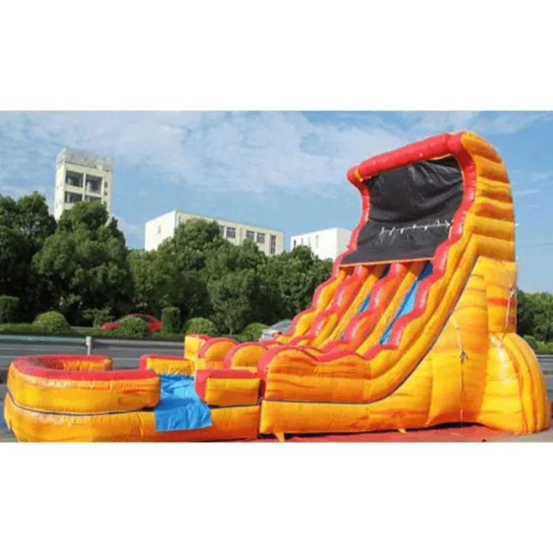 19'H 2-Lane Volcano Screamer Water Slide w/ Slip n Splash