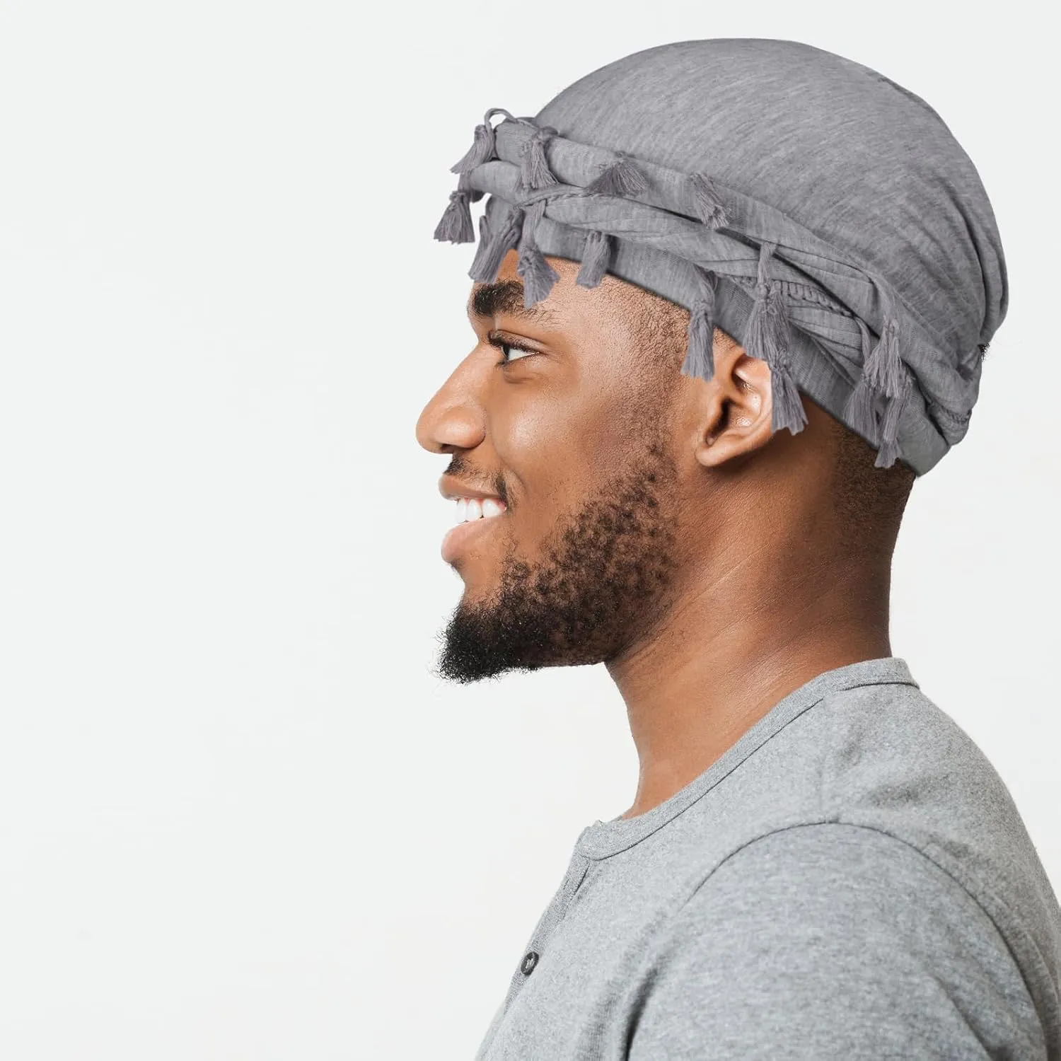 2 Pcs Satin Lined Turban With Long Twist Straps, Silky Head Wraps for Men, Halo Head Scarf for Hair