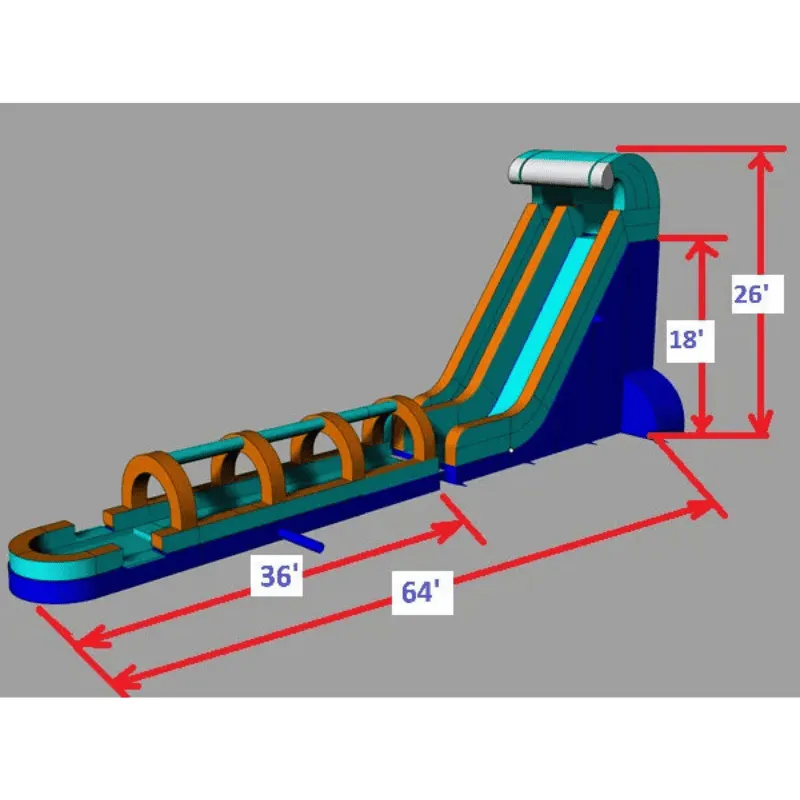 26'H Screamer Water Slide with Slip n Splash
