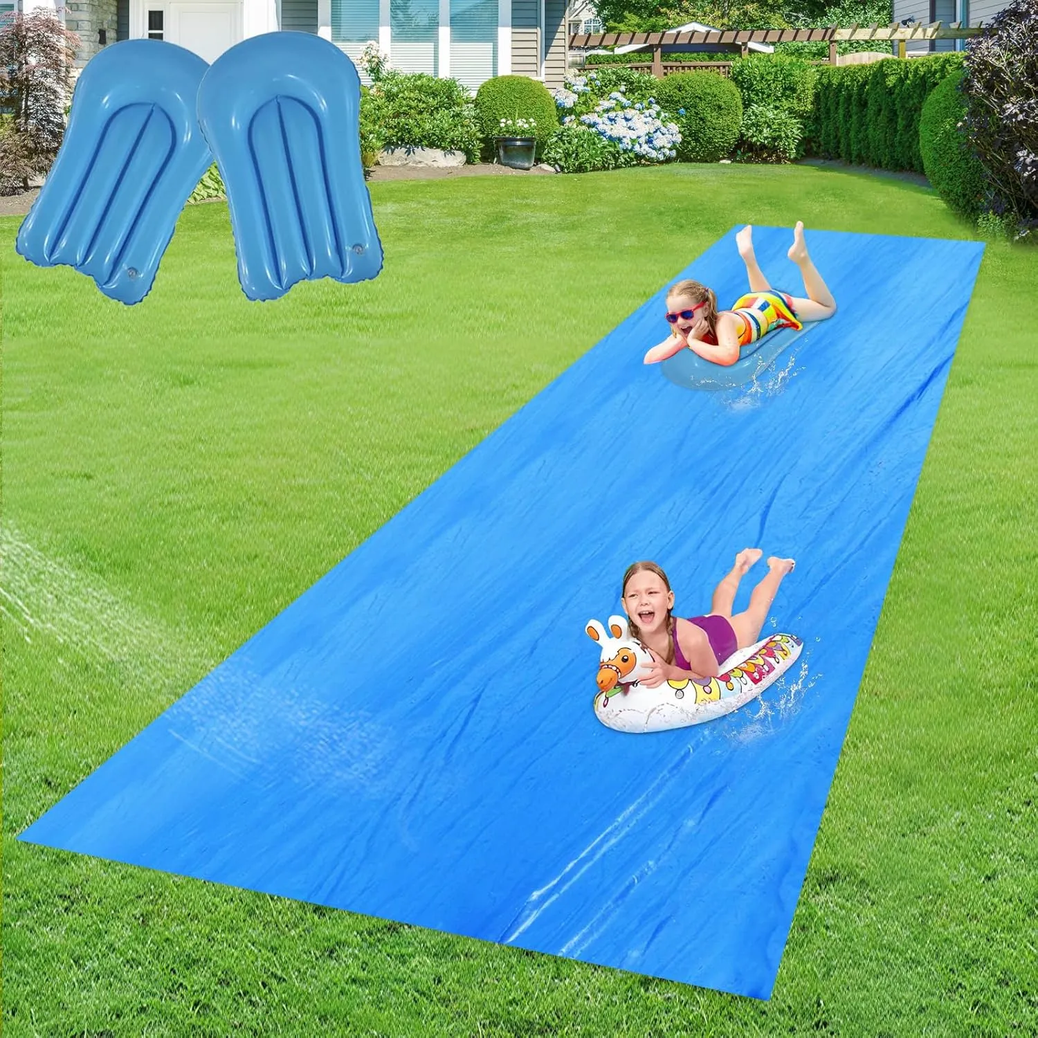 30 x 6Ft Slip and Slide for Adults with 2 Bodyboards, Extra Long Heavy Duty Slip n Slide Backyard, Lawn Big Water Slide Tarp for Adults (30 x 6 FT)