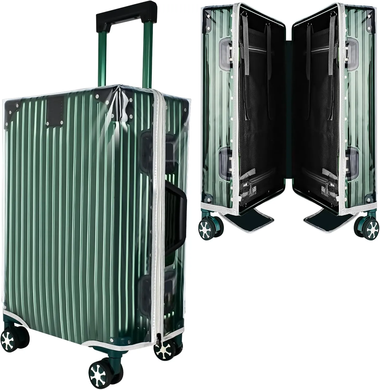 30" Thicken Clear Luggage Cover with Zipper, Clear PVC Suitcase Covers for Luggage, Waterproof Dustproof Anti-scratch Travel Luggage Cover Protector Suitcase