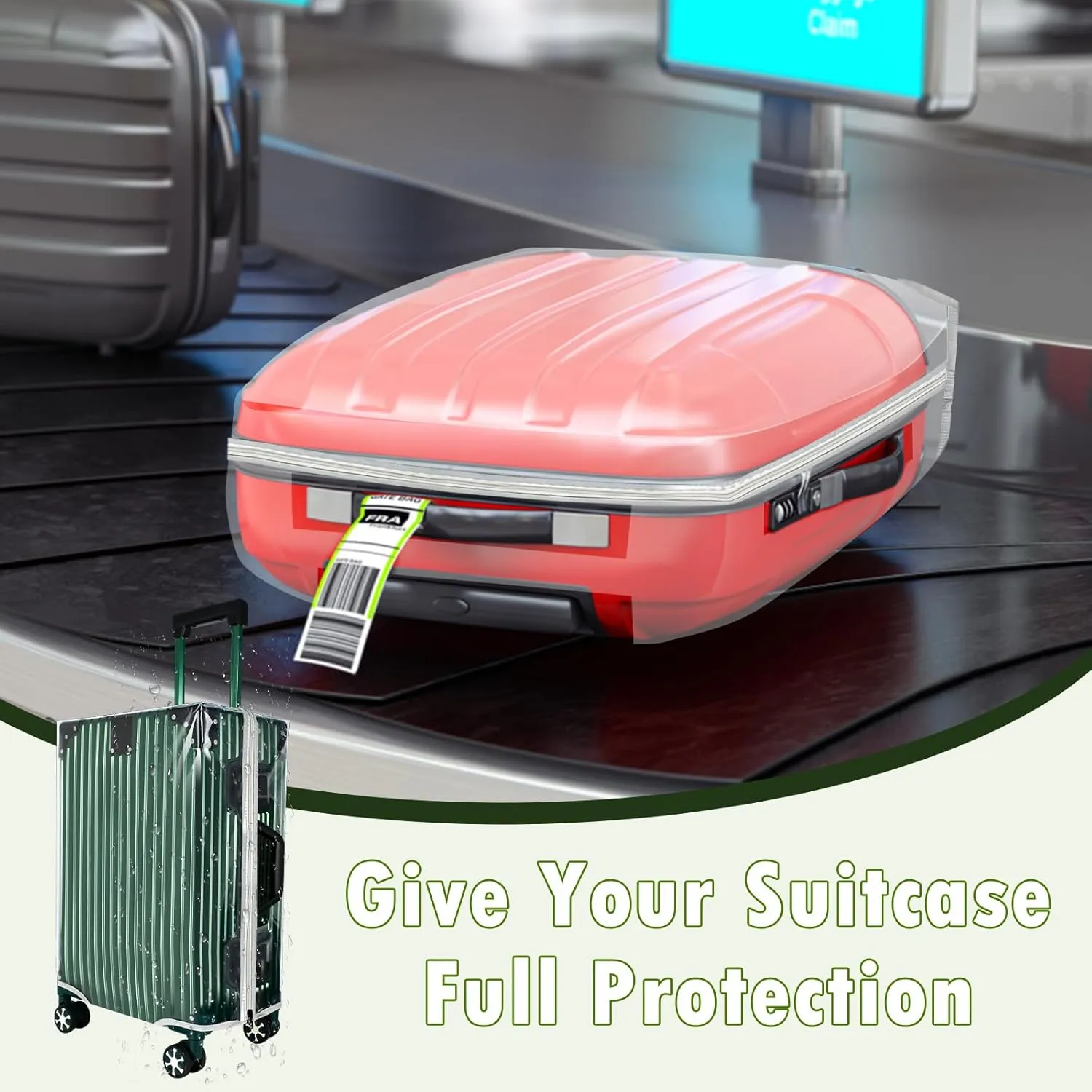 30" Thicken Clear Luggage Cover with Zipper, Clear PVC Suitcase Covers for Luggage, Waterproof Dustproof Anti-scratch Travel Luggage Cover Protector Suitcase