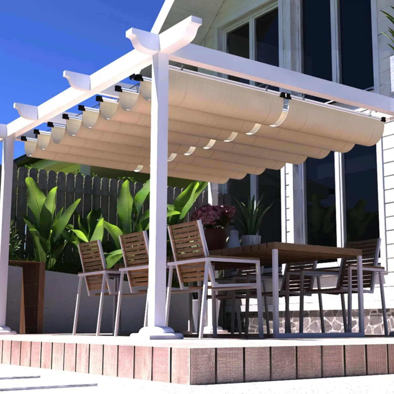 3'×12' Pergola Shade Cover Retractable Pergola Replacement Canopy Slide Shade Sail with Cable Hardware for Outdoor Patio Porch Garage Deck Backyard Awning