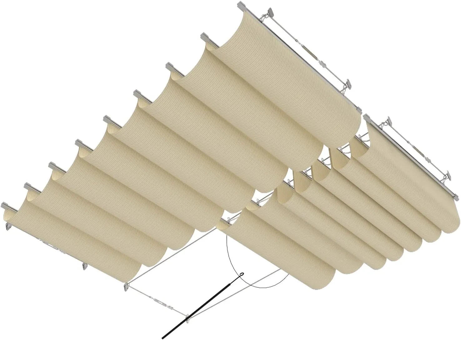 3'×12' Pergola Shade Cover Retractable Pergola Replacement Canopy Slide Shade Sail with Cable Hardware for Outdoor Patio Porch Garage Deck Backyard Awning