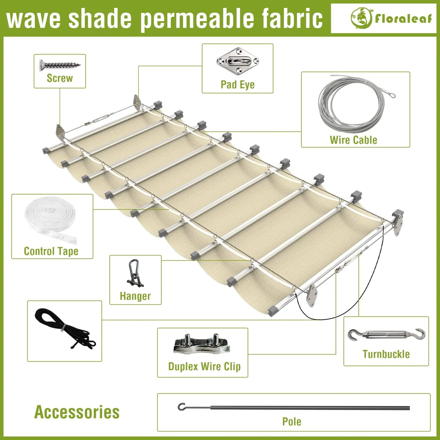 3'×12' Pergola Shade Cover Retractable Pergola Replacement Canopy Slide Shade Sail with Cable Hardware for Outdoor Patio Porch Garage Deck Backyard Awning
