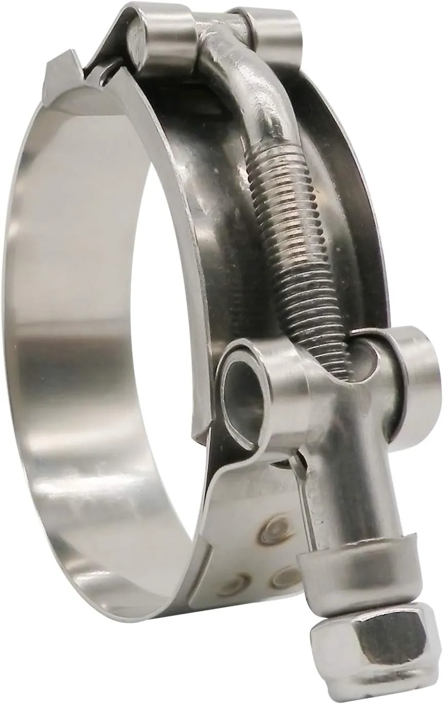 3" T-Bolt Hose O.D. Clamp - Working Range 2.81" - 3.11" Clamp for 3 inch Hose OD, Stainless Steel Bolt, Stainless Steel Band Floating Bridge and Nylon Insert Locknut (71mm - 79mm, 2 pack)