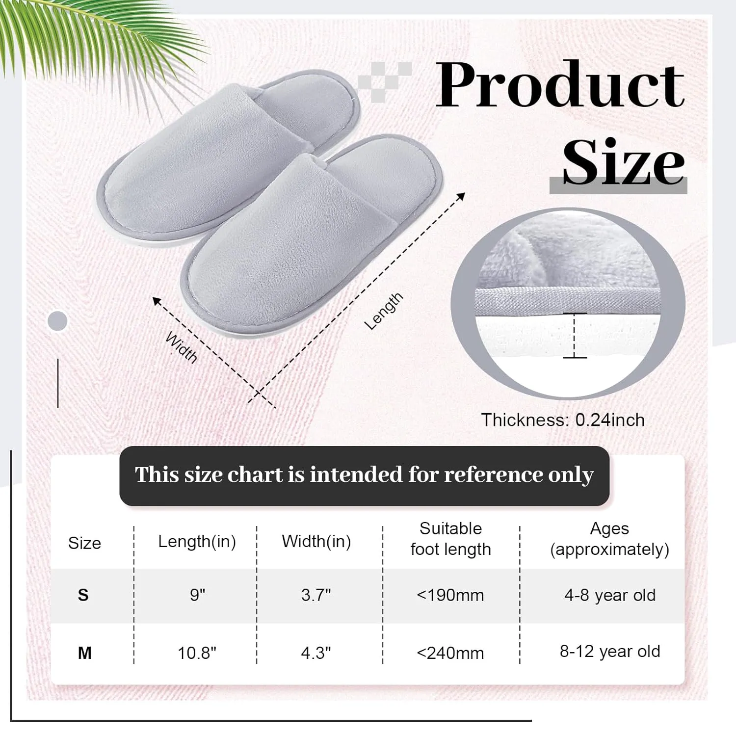 6 Pairs Kids Disposable Slippers Non Slip Closed Toe Spa Slippers Comfortable House Spa Indoor Outdoor for 4-12 Years Old Boys Girls Party Hotel Travel(Grey,S)