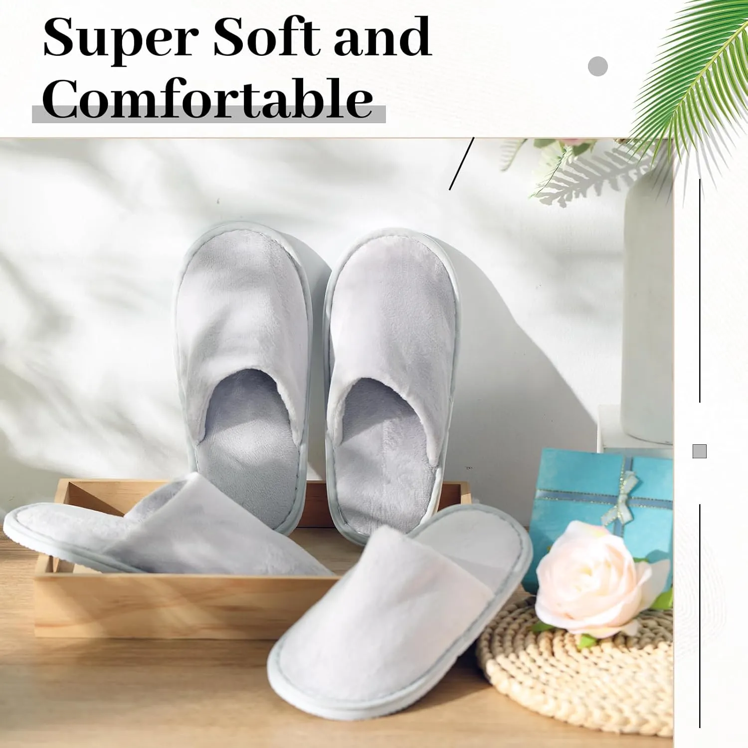 6 Pairs Kids Disposable Slippers Non Slip Closed Toe Spa Slippers Comfortable House Spa Indoor Outdoor for 4-12 Years Old Boys Girls Party Hotel Travel(Grey,S)