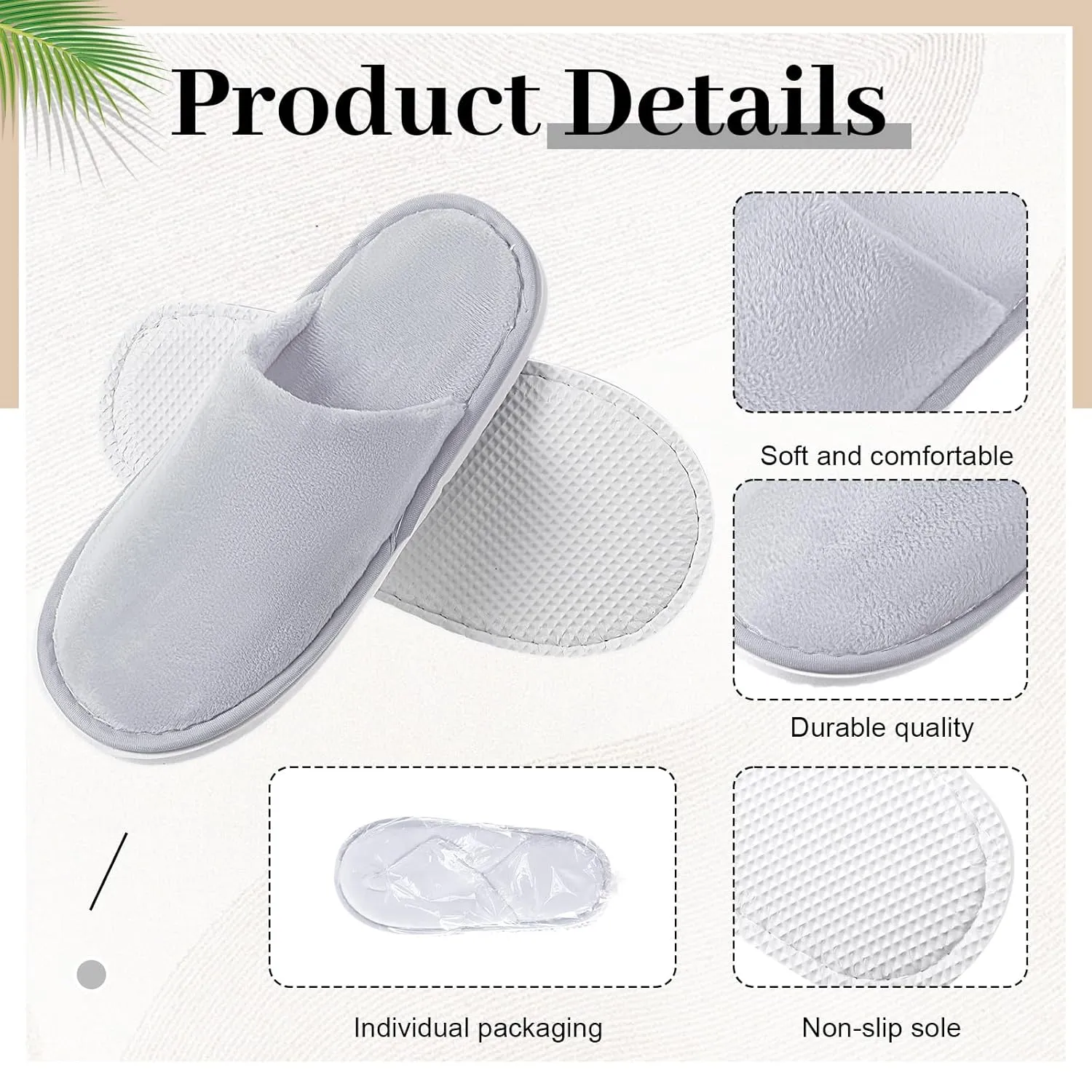 6 Pairs Kids Disposable Slippers Non Slip Closed Toe Spa Slippers Comfortable House Spa Indoor Outdoor for 4-12 Years Old Boys Girls Party Hotel Travel(Grey,S)