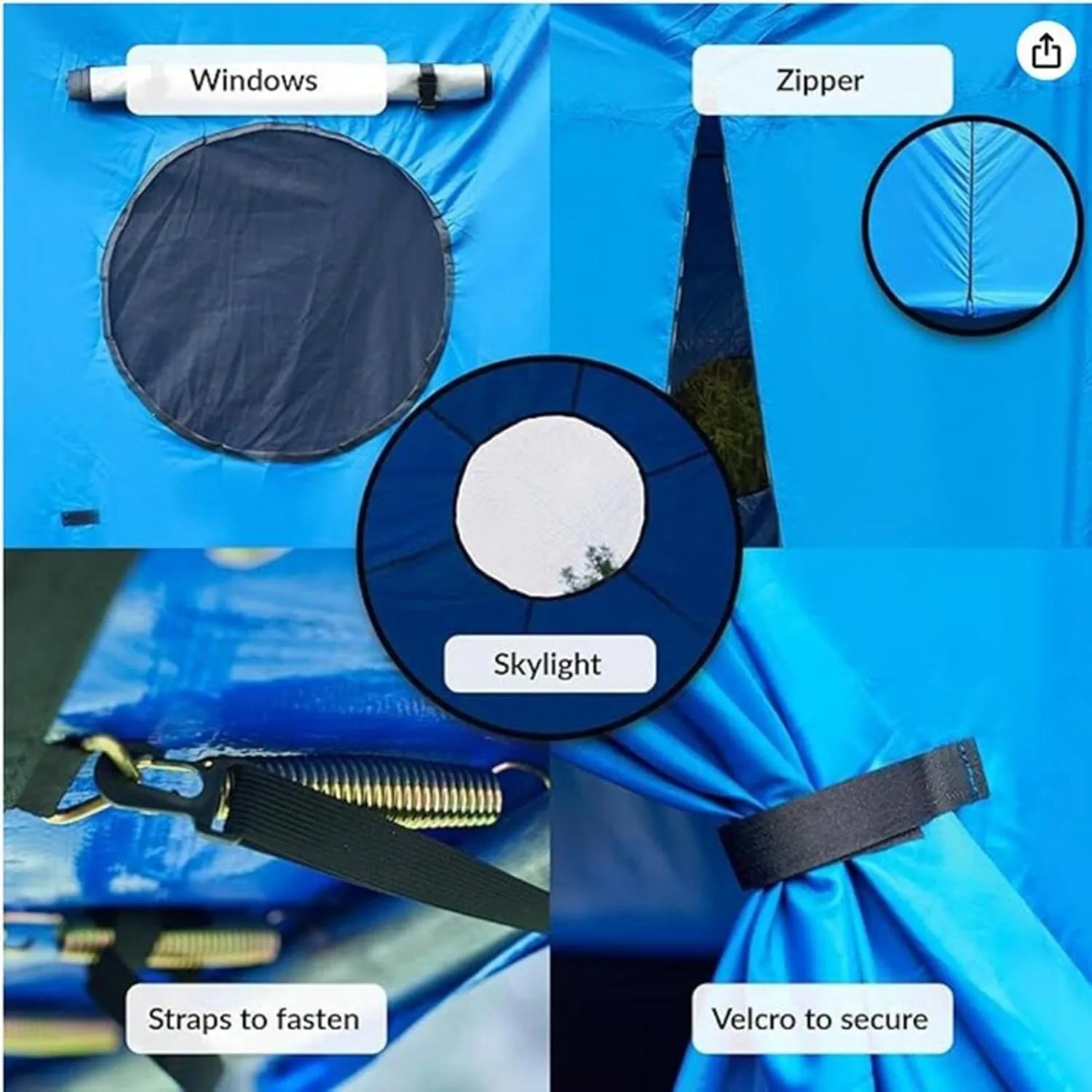 6FT/8FT/10FT/12FT/14FT/15FT Trampoline Tent, Trampoline Tent Cover, Waterproof Oxford Trampoline Canopy, Trampoline Sun shade for 6 Straight Pole Round Trampoline(15FT), Blue