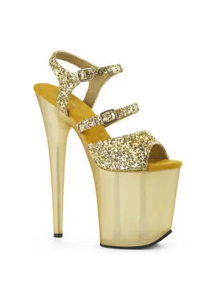 8" Heel, 4" PF Glitter Ankle Strap Sandal
