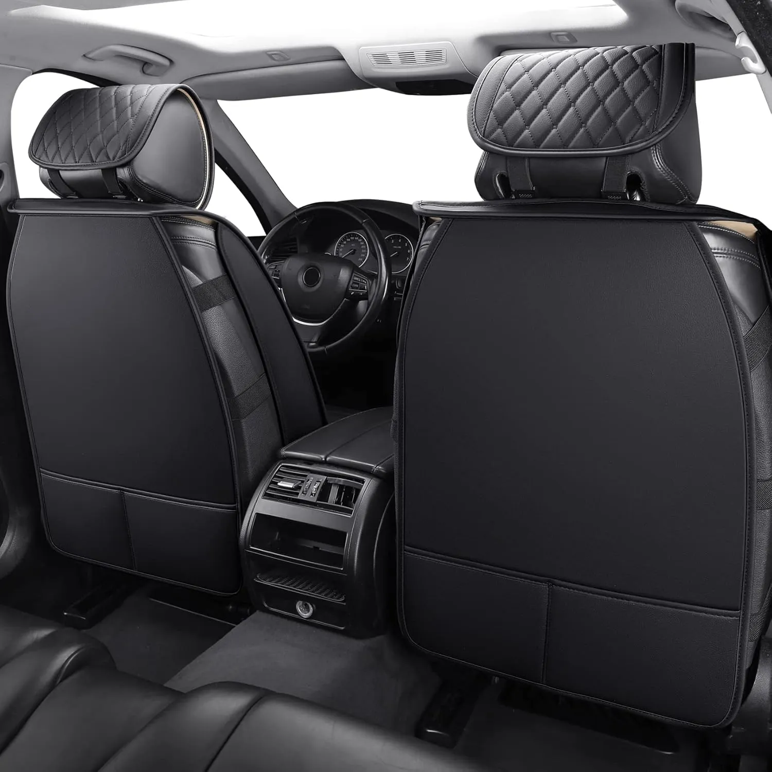 Aierxuan Front Car Seat Covers Universal Fit for Toyota Highlander Prius Camry Rav4 Yaris Sienna FJ Cruiser Outback Honda Jeep Ford Hyundai with Waterproof Leather(2PCS Front,Black A)