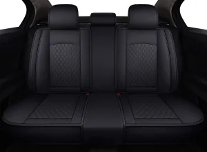 Aierxuan Leather Universal Car Seat Covers Split Bench 40/60 for Corolla Civic Hyundai Elantra Sentra Acura Altima Highlander Optima Mazda Chevy Ford Jeep(Rear Seat/Black)