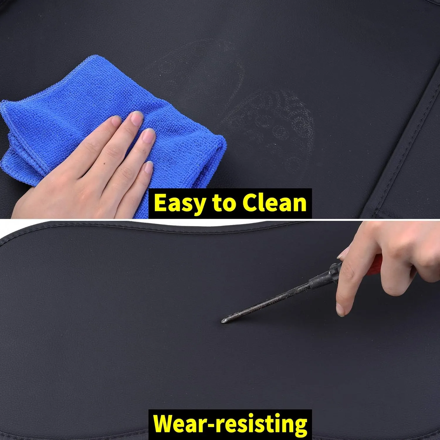 Aierxuan Leather Universal Car Seat Covers Split Bench 40/60 for Corolla Civic Hyundai Elantra Sentra Acura Altima Highlander Optima Mazda Chevy Ford Jeep(Rear Seat/Black)