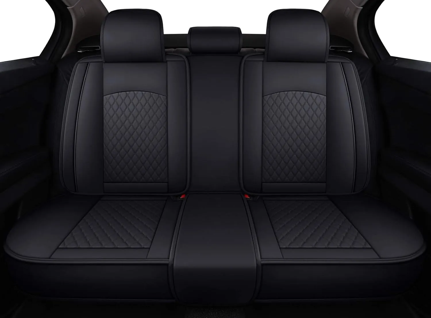 Aierxuan Leather Universal Car Seat Covers Split Bench 40/60 for Corolla Civic Hyundai Elantra Sentra Acura Altima Highlander Optima Mazda Chevy Ford Jeep(Rear Seat/Black)