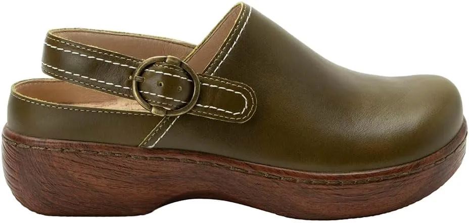 Alegria Women's Olie Slingback Clog Leather Slide