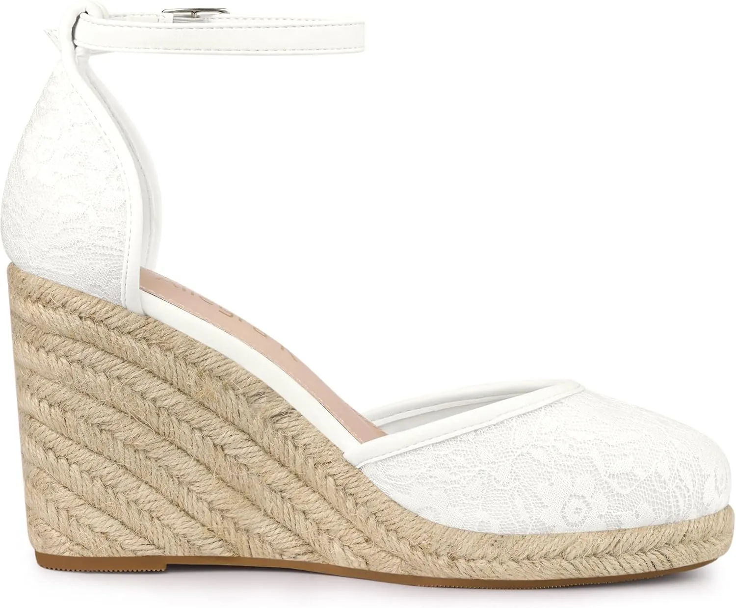 Allegra K Women's Closed Toe Espadrille Platform Heels Lace Wedge Sandals