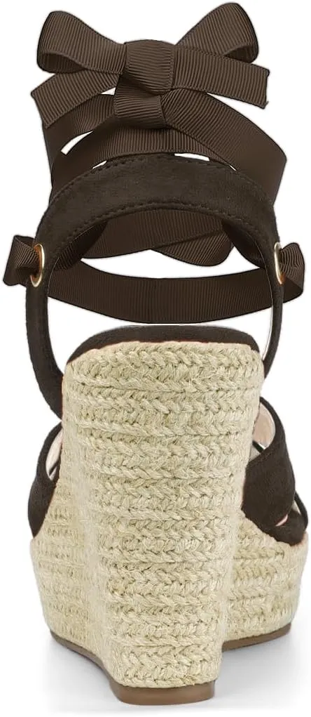 Allegra K Women's Espadrille Platform Lace Up Wedges Sandals