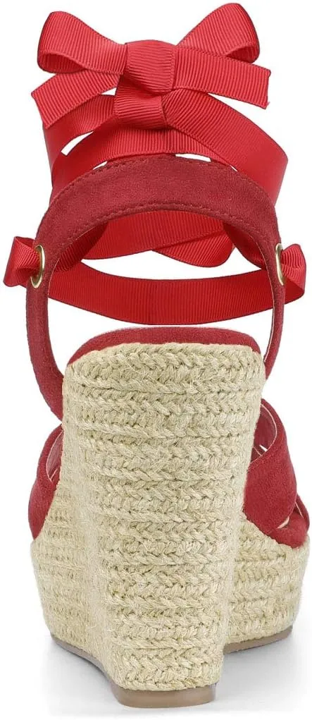 Allegra K Women's Espadrille Platform Lace Up Wedges Sandals