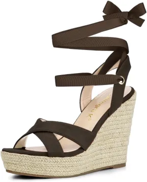 Allegra K Women's Espadrille Platform Lace Up Wedges Sandals