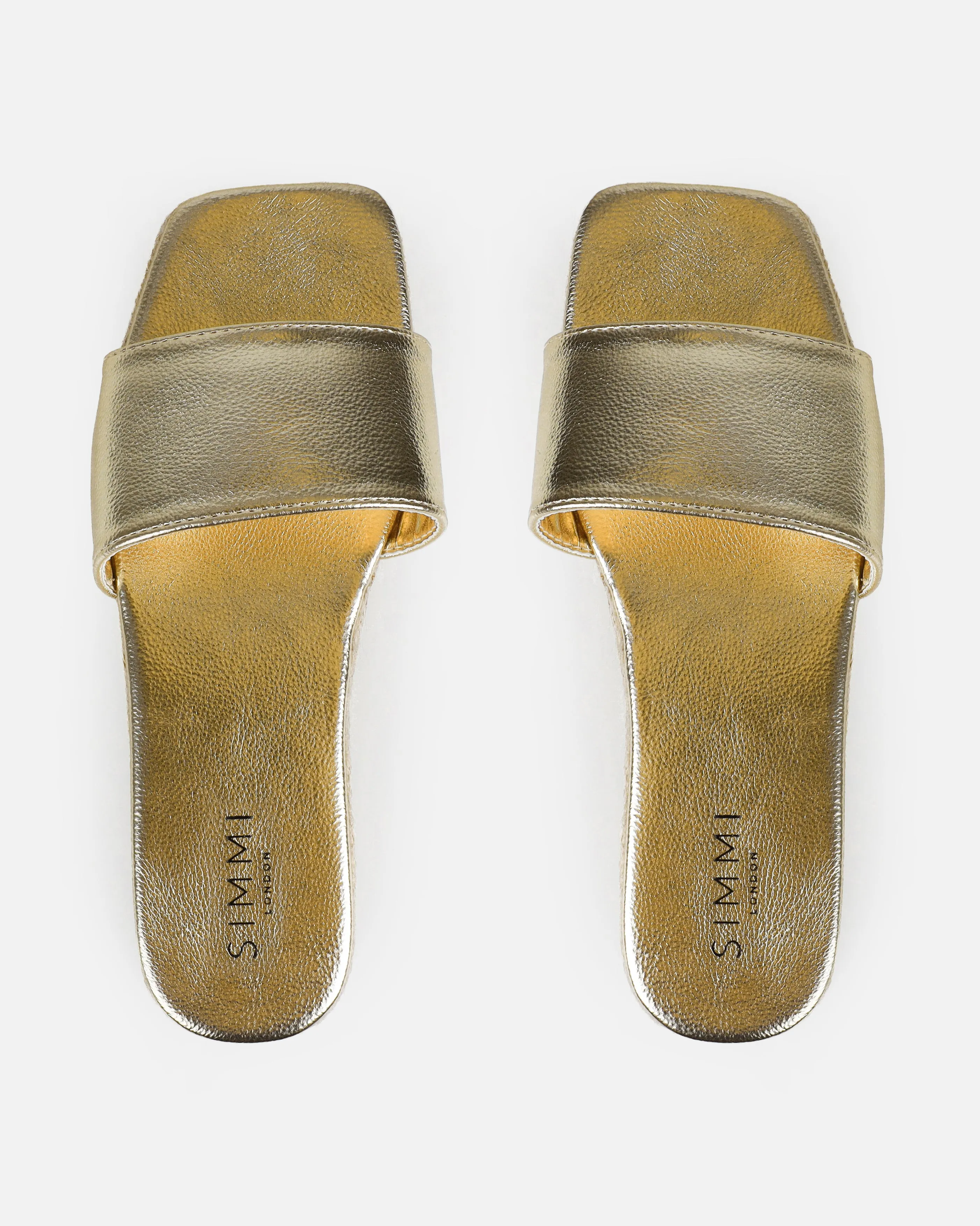 Alohi Gold Cracked Espadrille Flatform Slides