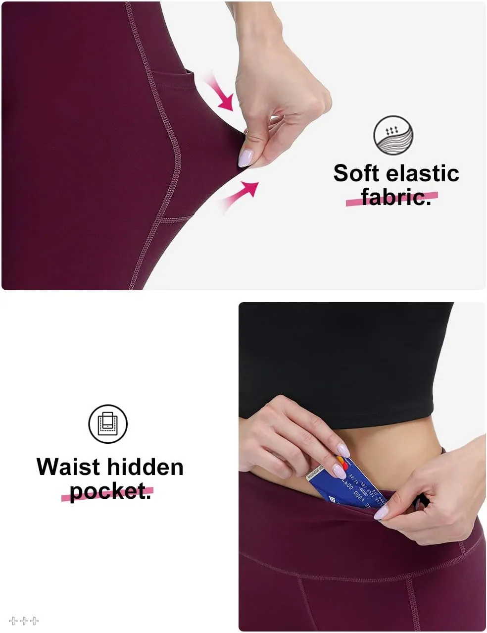 ALONG FIT Anti-Nail Leggings for Women, Non-See-Through Yoga Pants with Phone Pockets, Tummy Control Full-Length/Capri Tights