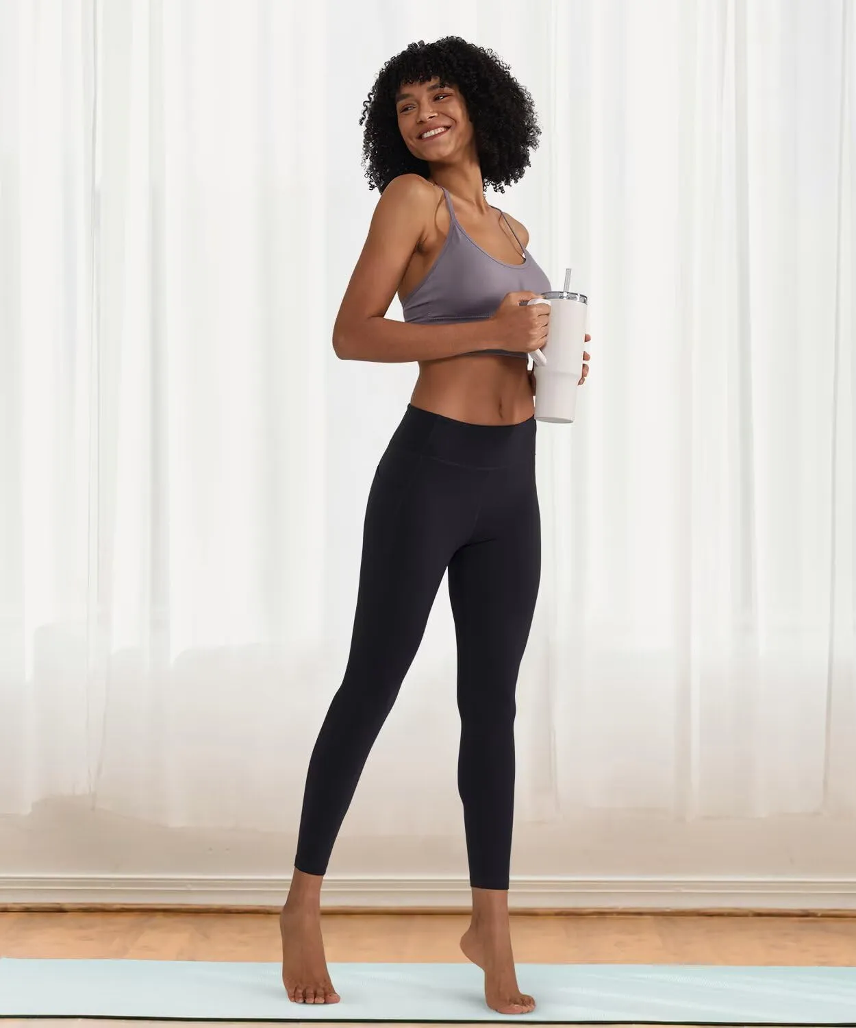 ALONG FIT High Waisted Leggings with Pockets, Tummy Control Workout Leggings for Women 25’’ Soft Yoga Pants Gym Sport Lounge