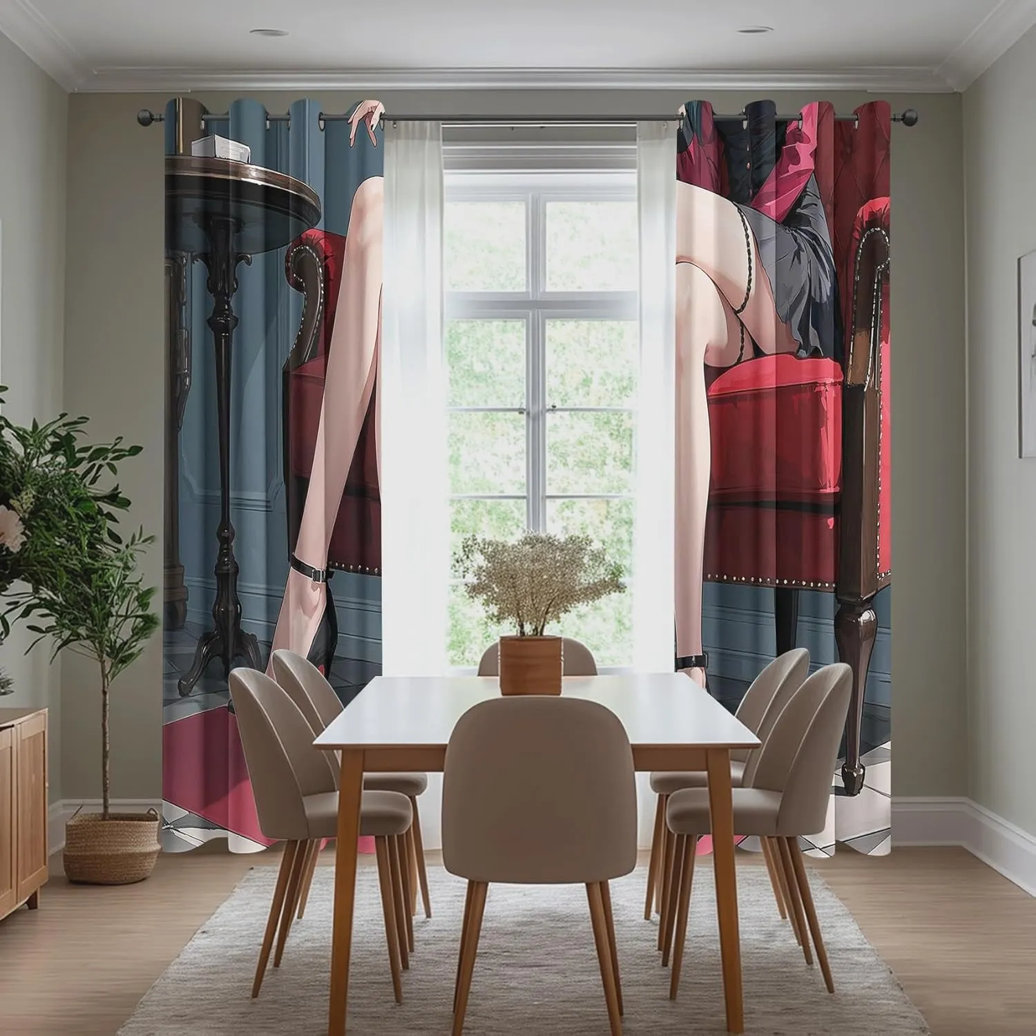 Anime Blackout Curtains for Bedroom & Living Room - Beautiful Legs Window Curtains 90 Inch Long 2 Panels Set - Fashion High Heels Drapes Thermal Insulated Room Darkening Drapes