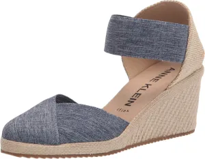 Anne Klein Womens Zoey Canvas Ankle Strap Espadrille Heels
