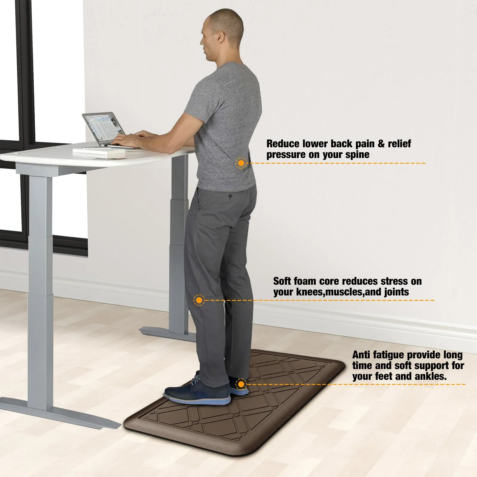 Anti Fatigue Mat Comfort Mat, Ergonomically Engineered, Waterproof Non Slip 20x30x3/4-Inch