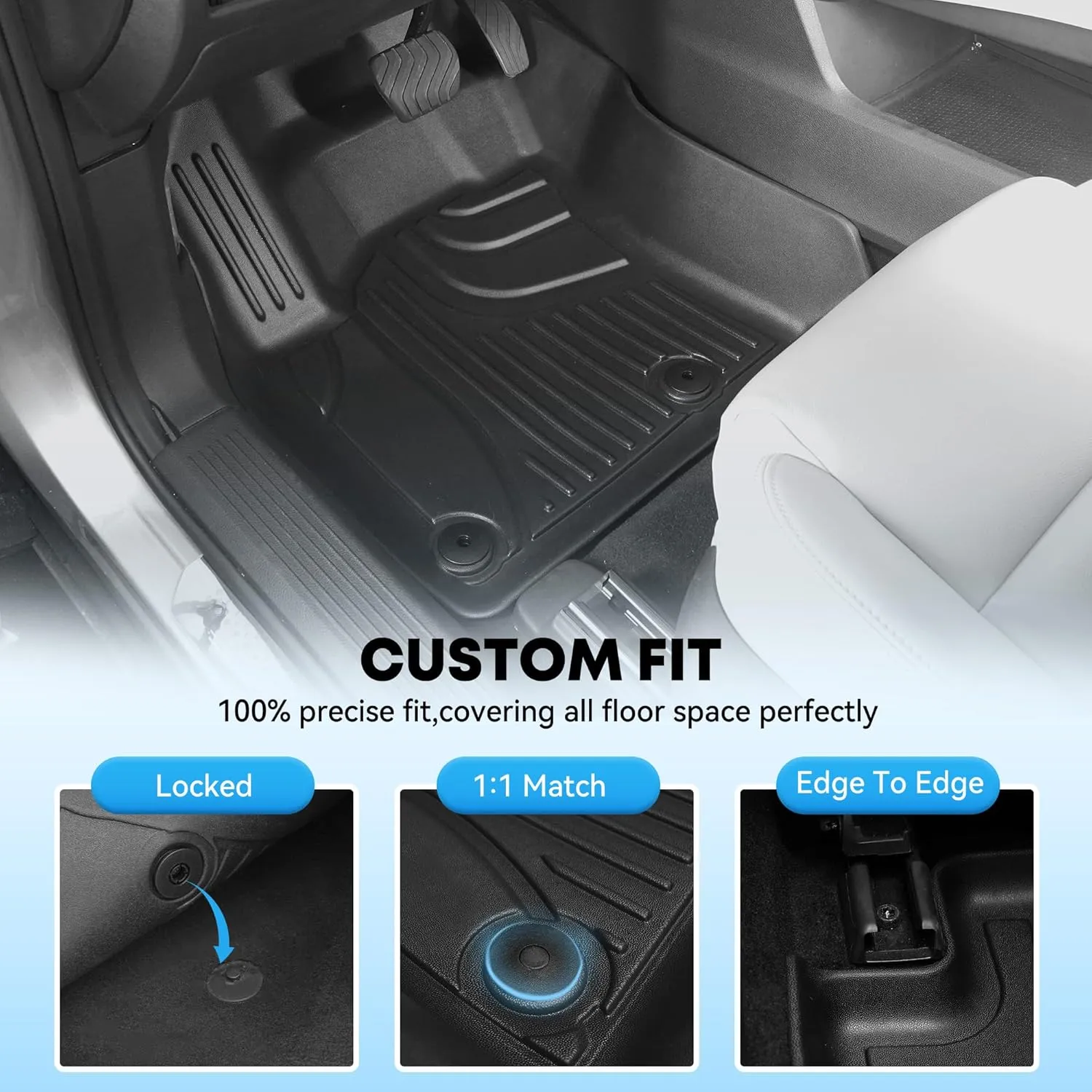 AOMSAZTO Floor Mats Fit for 2025 Nissan Kicks SV/SR/S | All Weather 3D Protection | 1st & 2nd Row Car Mats, Black