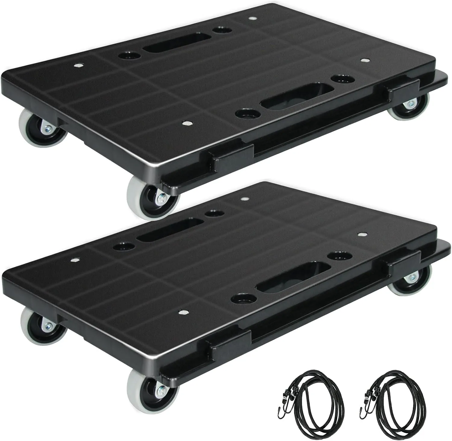 AQNIEGEP Furniture Dolly with Interlocking Design, 500lbs Heavy Duty Moving Cart, 2-Pack Portable Dolly Set for Furniture/Appliances, 4 Non-Marring Wheels & 2 Bungee Cords (16x11in)
