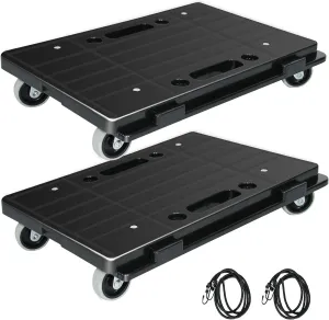 AQNIEGEP Furniture Dolly with Interlocking Design, 500lbs Heavy Duty Moving Cart, 2-Pack Portable Dolly Set for Furniture/Appliances, 4 Non-Marring Wheels & 2 Bungee Cords (16x11in)