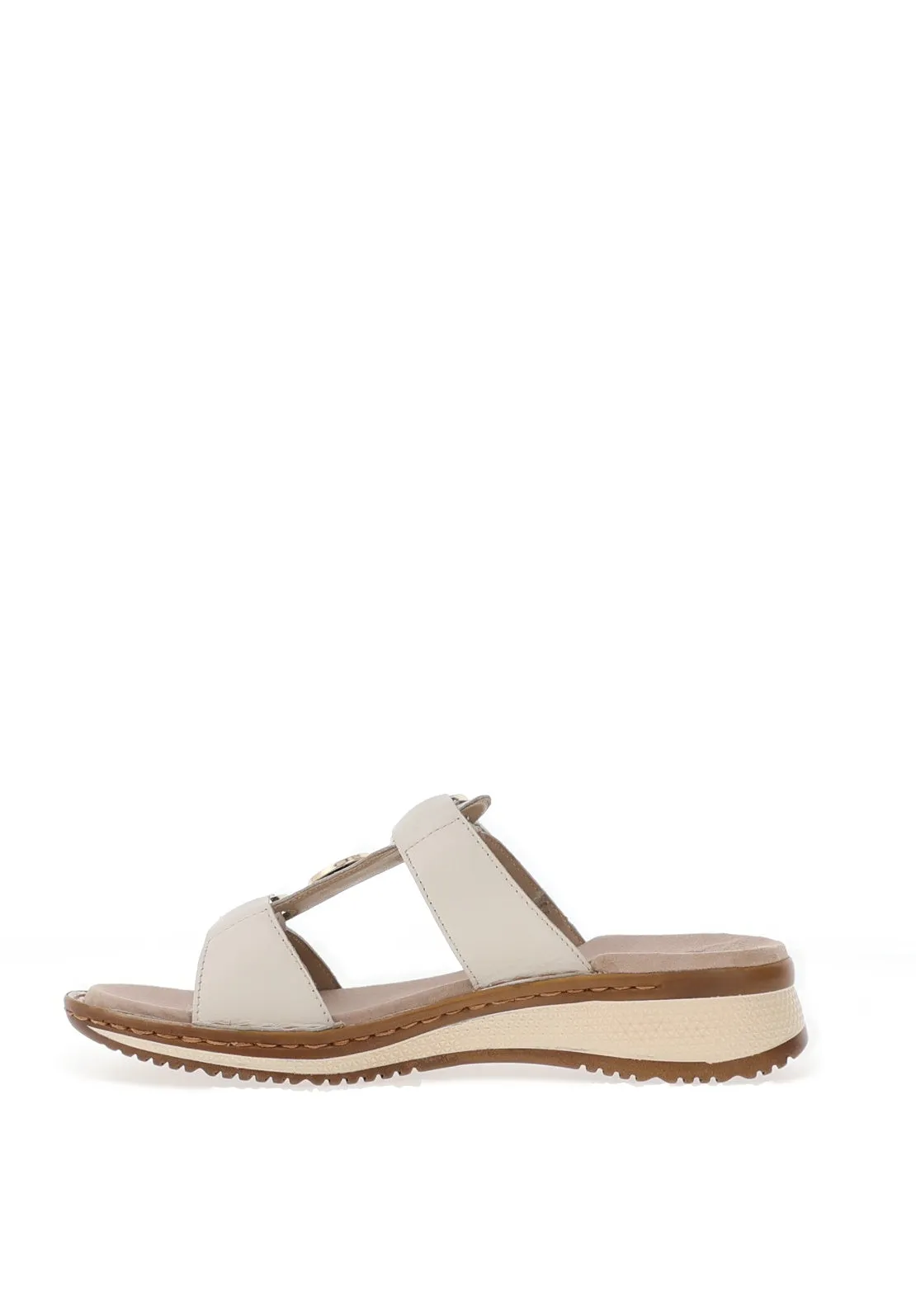 Ara Leather Logo Slip on Mule Sandals, Cream