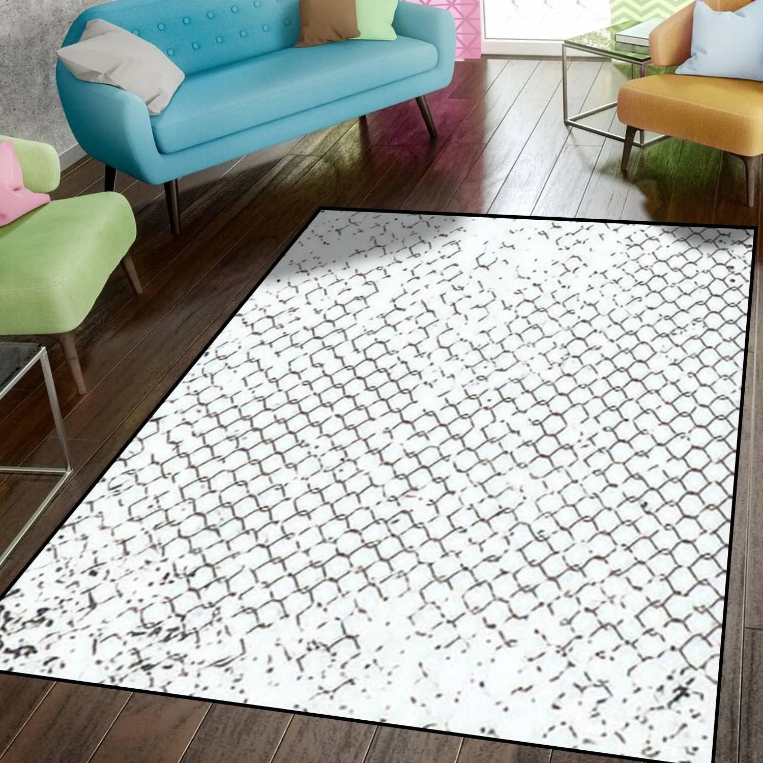 Area Rug Distress Diagonal Striped Overlay Grid Mesh Net Texture for You Empty Non-Slip Soft Carpet Floor Mat Indoor Outdoor Runner Rugs Yoga Mat Home Decor for Living Room Bedroom