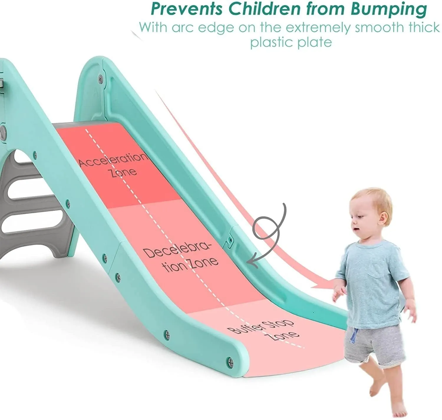 Arlopu Plastic First Slide for Toddlers, Sturdy Kids Slide Play Climber with Basketball Hoop, Indoor Outdoor Playground Playset for Kids 1-6 Years