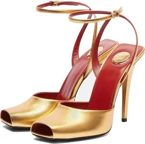 Arqa Stiletto High Heel Sandals for Women Covered Adjustable Ankle Strap Peep Toe Sandal Office Party Dressy Pumps Sexy Elegant Wedding Open Toe Shoes