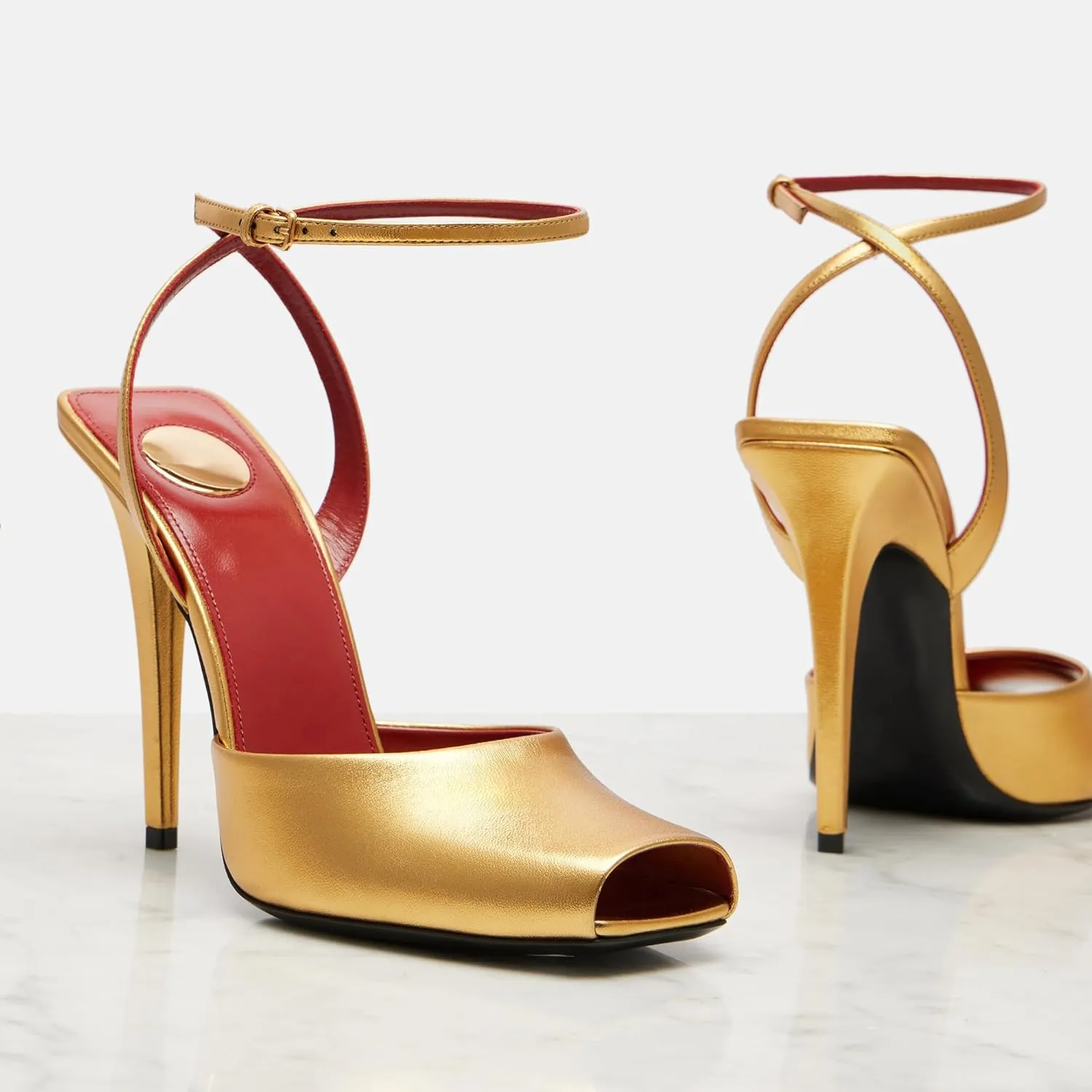 Arqa Stiletto High Heel Sandals for Women Covered Adjustable Ankle Strap Peep Toe Sandal Office Party Dressy Pumps Sexy Elegant Wedding Open Toe Shoes