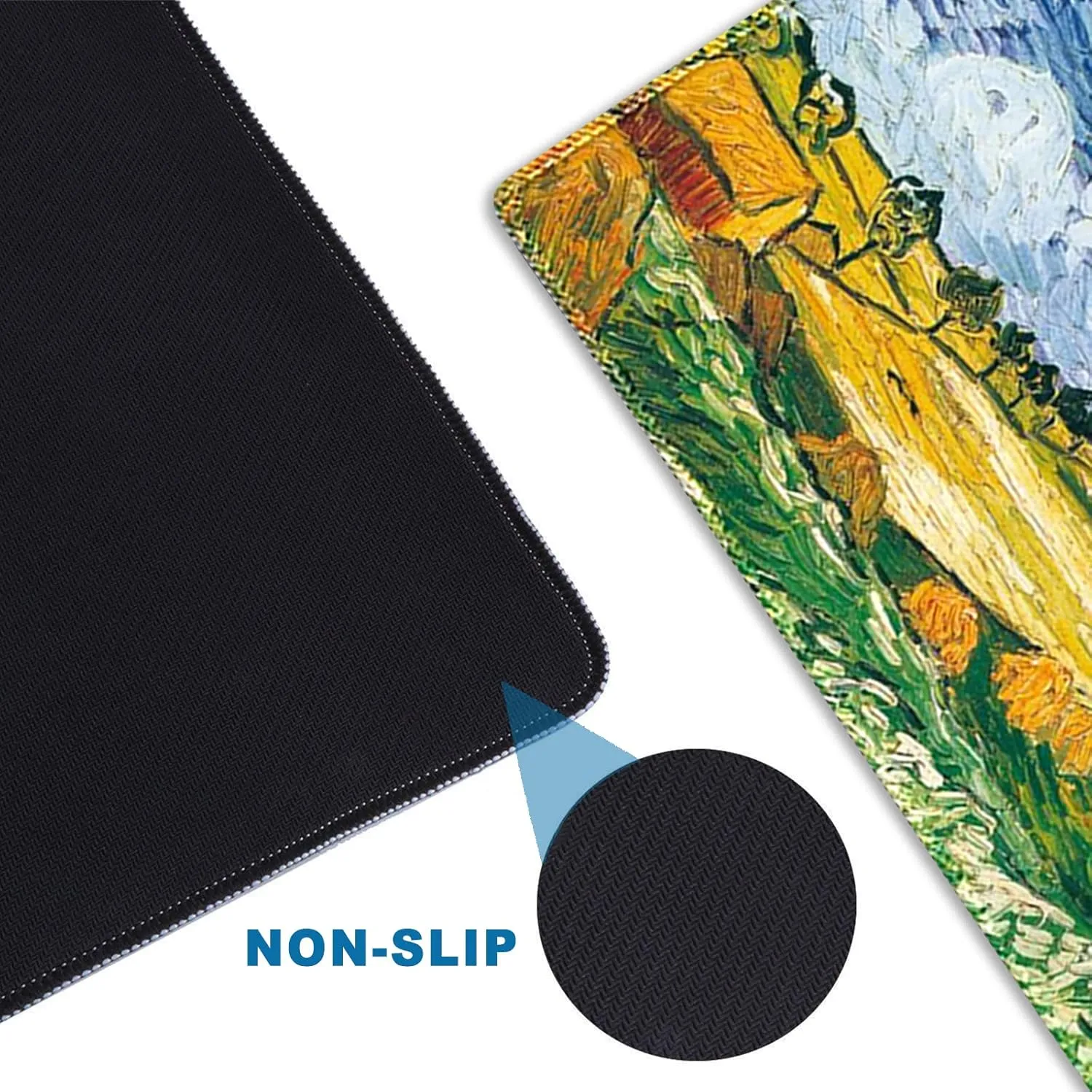 ARTSO Large Gaming Mouse Pad, Extended Stitched Edges Keyboard Mat Desk Mousepad Writing Pad 35.1 x 15.7 in, with Coaster, Field Plain