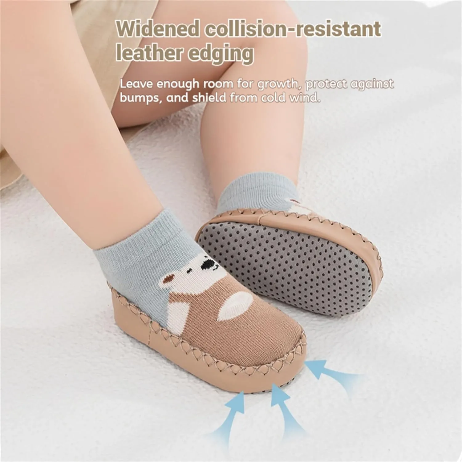 Baby Slippers Socks Toddler Non-skid Sock Shoes Non Slip Floor Grippers for Boys Girls First Walking 2 Pairs