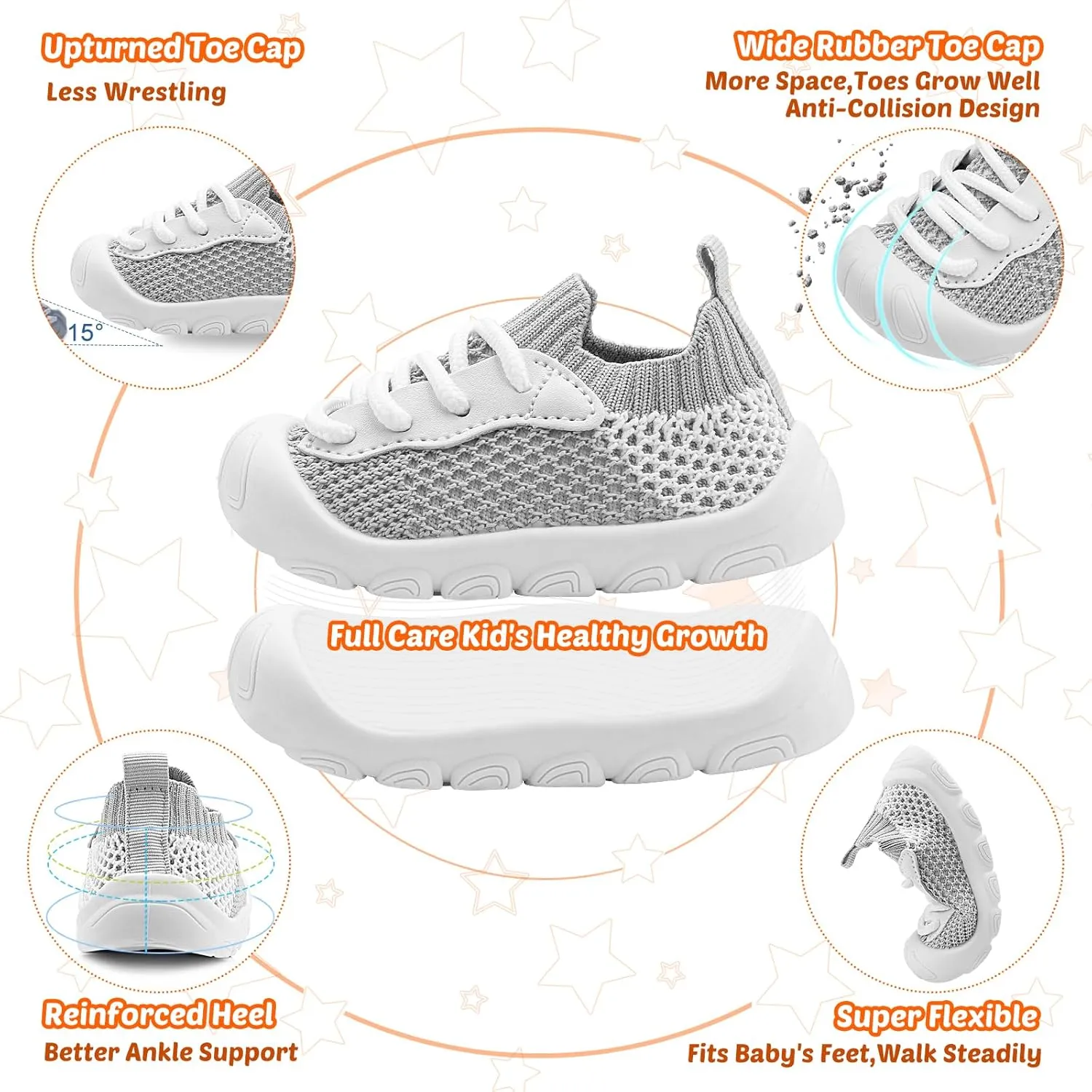 Baby Walking Shoes Toddler Girl Boy Soft Sole Breathable Cotton Canvas Shoes Infant Lightweight Non-Slip Safer Slip-on First Walkers Shoes Casual Tennis Wide Sneakers Rubber Soles Running Outdoor