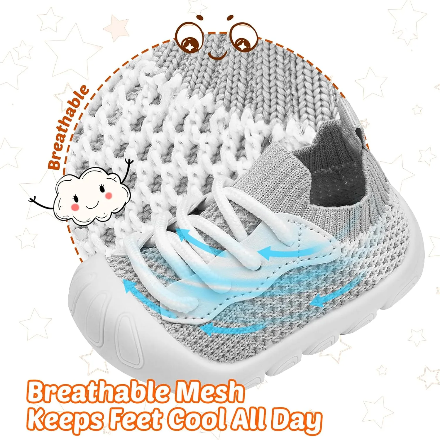 Baby Walking Shoes Toddler Girl Boy Soft Sole Breathable Cotton Canvas Shoes Infant Lightweight Non-Slip Safer Slip-on First Walkers Shoes Casual Tennis Wide Sneakers Rubber Soles Running Outdoor